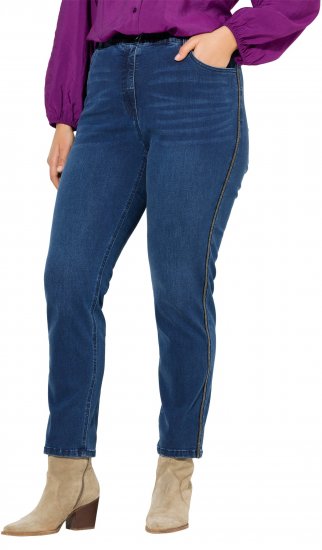 Ulla Popken Rhinestone Seam Stretch Fit Jeans Blue Denim - Džinsai & Kelnės Didelėse Dydžiuose – Plus Size - 