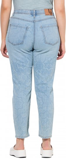 Ulla Popken Tile Laser Print Stretch Fit Jeans Light Light Blue Denim - Džinsai & Kelnės Didelėse Dydžiuose – Plus Size - 