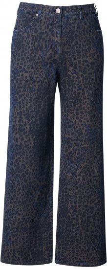 Ulla Popken Leopard Print Stretch Fit Jeans Ink Blue - Džinsai & Kelnės Didelėse Dydžiuose – Plus Size - 