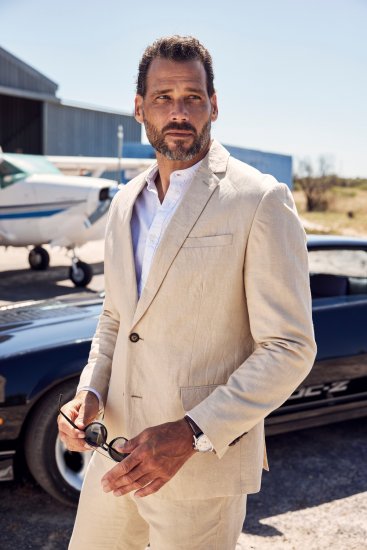 JP1880 Kos Linen Blend Jacket Sand - Kostiumai ir švarkai - Didelio dydžio kostiumai ir švarkai