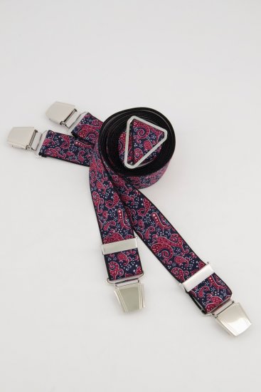 JP1880 Suspenders with Adjustable Length Burgundy Red - Aksesuarai - 