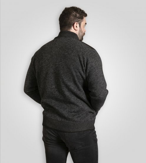 D555 Dereham 2 Knitted Sweater with Zipper Charcoal TALL - TALL džemperiai - 