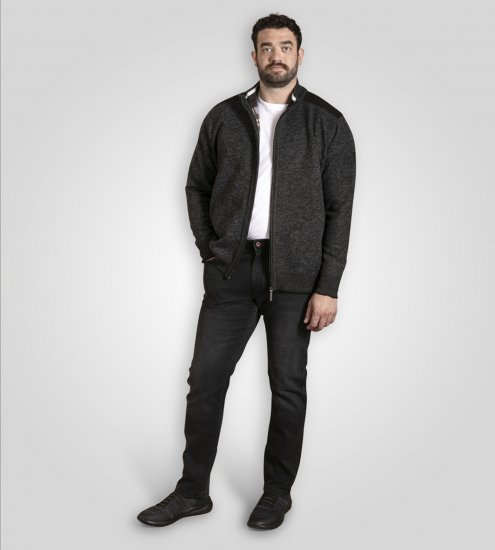 D555 Dereham 2 Knitted Sweater with Zipper Charcoal TALL - TALL džemperiai - 