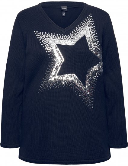 Ulla Popken Sequined Star Rolled Edge Sweater Navy - Megztiniai ir džemperiai - 
