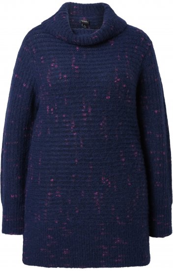 Ulla Popken Space Yarn Oversized Turtleneck Sweater Blue - Megztiniai ir džemperiai - 