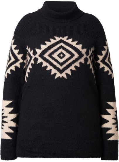 Ulla Popken Aztec Pattern Turtleneck Sweater Black - Megztiniai ir džemperiai - 