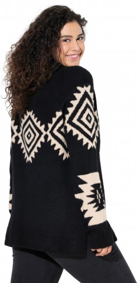 Ulla Popken Aztec Pattern Turtleneck Sweater Black - Megztiniai ir džemperiai - 