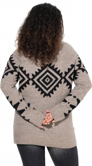 Ulla Popken Aztec Pattern Turtleneck Sweater Pebble Grey - Megztiniai ir džemperiai - 