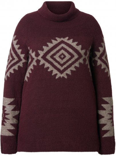 Ulla Popken Aztec Pattern Turtleneck Sweater Plum - Megztiniai ir džemperiai - 