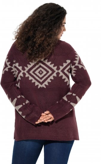 Ulla Popken Aztec Pattern Turtleneck Sweater Plum - Megztiniai ir džemperiai - 