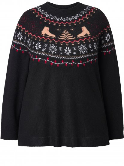 Ulla Popken Norwegian Style Christmas Sweater Black - Megztiniai ir džemperiai - 