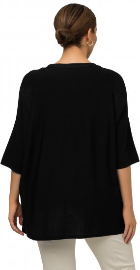 Ulla Popken Oversized 3/4 Sleeve V-Neck Sweater Black - Megztiniai ir džemperiai - 