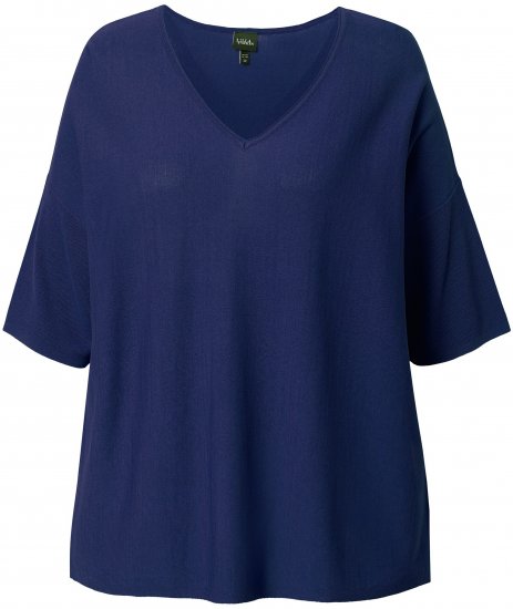 Ulla Popken Oversized 3/4 Sleeve V-Neck Sweater Navy - Megztiniai ir džemperiai - 
