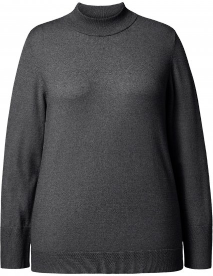 Ulla Popken Long Sleeves Mock Turtleneck Sweater Charcoal Grey Melange - Megztiniai ir džemperiai - 