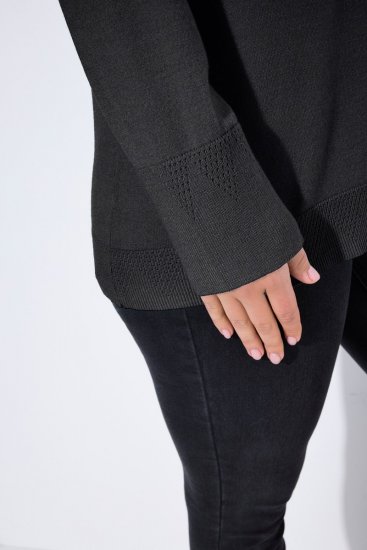 Ulla Popken Long Sleeves Mock Turtleneck Sweater Charcoal Grey Melange - Megztiniai ir džemperiai - Jaukūs džemperiai ir megztiniai