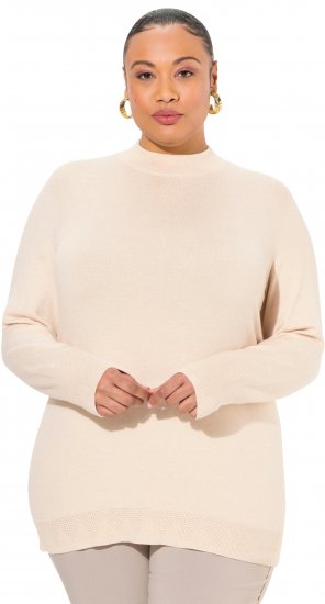 Ulla Popken Long Sleeves Mock Turtleneck Sweater Nature Melange - Megztiniai ir džemperiai - 