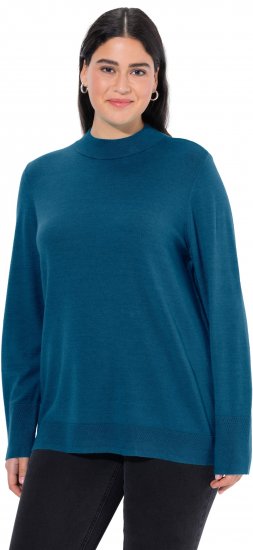 Ulla Popken Long Sleeves Mock Turtleneck Sweater Cerulean - Ulla Popken - 