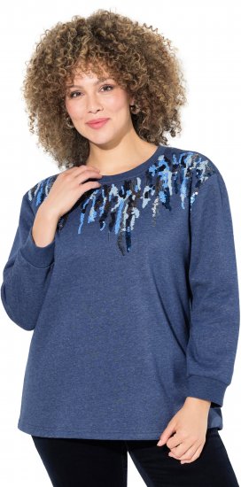Ulla Popken Sequined Neck Long Sleeve Sweatshirt Ink Blue - Megztiniai ir džemperiai - 