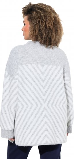 Ulla Popken Graphic Stripe Long Sleeve Turtleneck Sweater Silver Melange - Megztiniai ir džemperiai - 