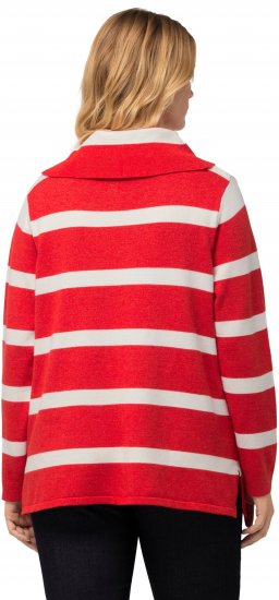 Ulla Popken Stripe Fine Knit Turtleneck Sweater Light Red - Megztiniai ir džemperiai - 