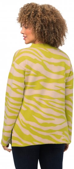 Ulla Popken Zebra Print Mock Turtleneck Long Sleeve Sweater Yellow Green - Megztiniai ir džemperiai - 