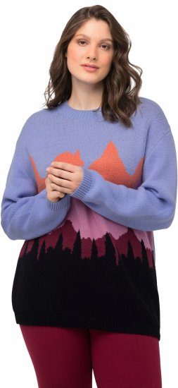 Ulla Popken Long Sleeve Knit Mountain Range Sweater Bright Purple - Megztiniai ir džemperiai - 
