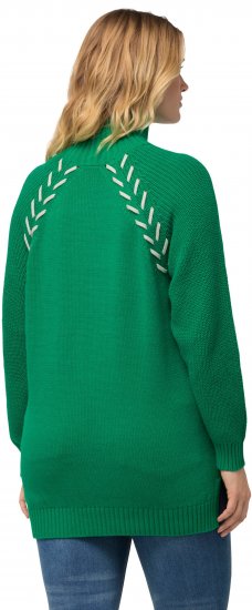 Ulla Popken Contrast Braid Turtleneck Sweater Emerald Green - Megztiniai ir džemperiai - 