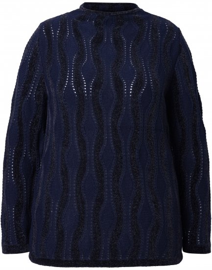 Ulla Popken Openwork Chenille Sweater Navy - Megztiniai ir džemperiai - 