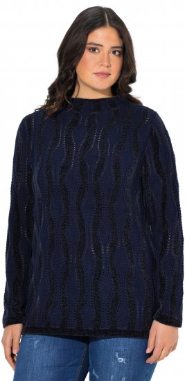 Ulla Popken Openwork Chenille Sweater Navy - Megztiniai ir džemperiai - 