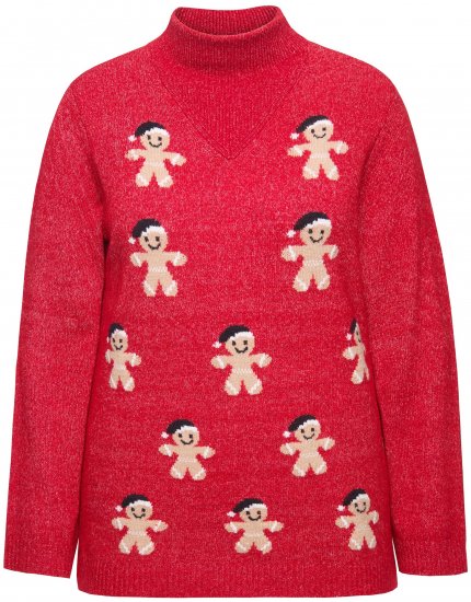 Ulla Popken Gingerbread Men Sweater Salsa Red - Megztiniai ir džemperiai - 