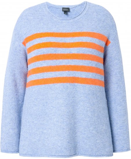 Ulla Popken Striped Long Sleeve Sweater Sky Blue - Megztiniai ir džemperiai - 