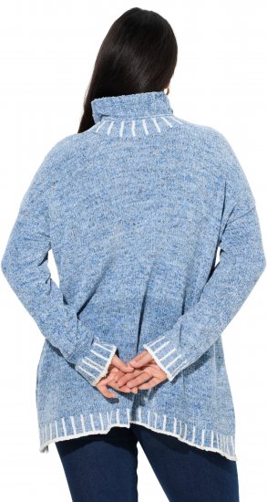 Ulla Popken Blanket Stitch Oversized Turtleneck Sweater Dove Blue - Megztiniai ir džemperiai - 