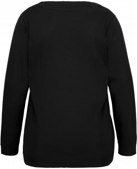 Ulla Popken Casual V-Neck Long Sleeve Sweater Black - Megztiniai ir džemperiai - 