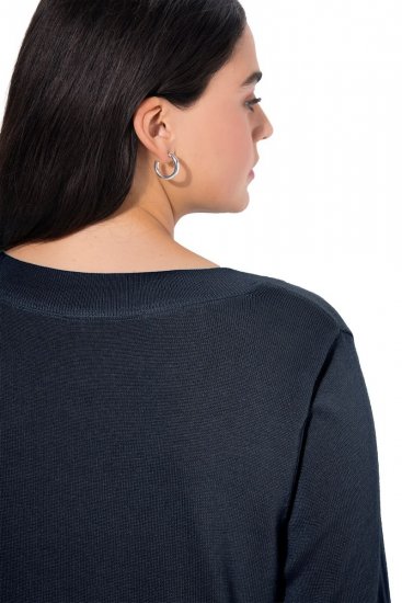 Ulla Popken Soft Fine Knit Pullover V-Neck Sweatshirt Marine - Megztiniai ir džemperiai - Jaukūs džemperiai ir megztiniai