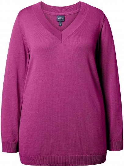 Ulla Popken Casual V-Neck Long Sleeve Sweater Berry - Megztiniai ir džemperiai - 