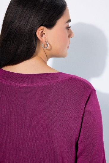 Ulla Popken Soft Fine Knit Pullover V-Neck Sweatshirt Dark Lilac - Megztiniai ir džemperiai - Jaukūs džemperiai ir megztiniai