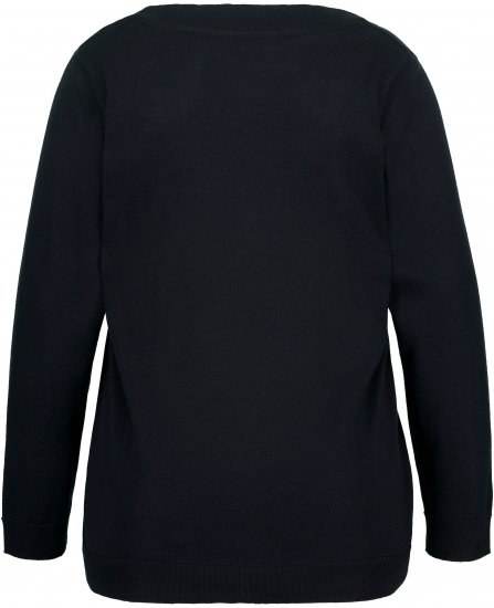 Ulla Popken Casual V-Neck Long Sleeve Sweater Navy Blue - Megztiniai ir džemperiai - 