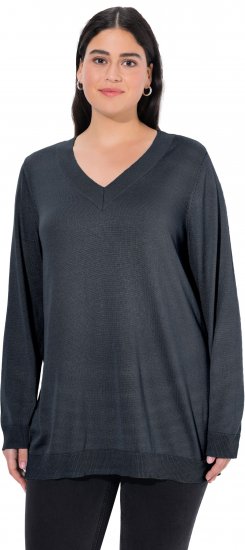 Ulla Popken Casual V-Neck Long Sleeve Sweater Navy Blue - Megztiniai ir džemperiai - 