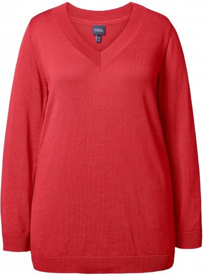 Ulla Popken Casual V-Neck Long Sleeve Sweater Salsa - Megztiniai ir džemperiai - 