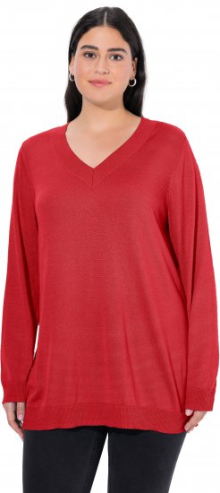 Ulla Popken Casual V-Neck Long Sleeve Sweater Salsa - Megztiniai ir džemperiai - 