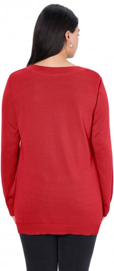 Ulla Popken Casual V-Neck Long Sleeve Sweater Salsa - Megztiniai ir džemperiai - 