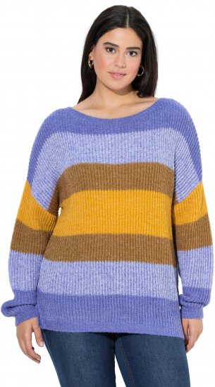 Ulla Popken Colorful Chunky Striped Sweater Lavender - Megztiniai ir džemperiai - 