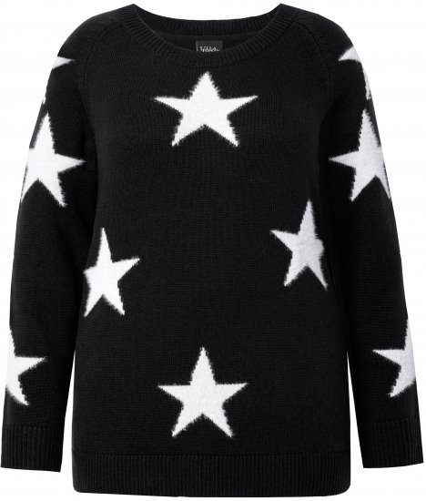 Ulla Popken Glitter Stars Soft Knit Sweater Black - Megztiniai ir džemperiai - 