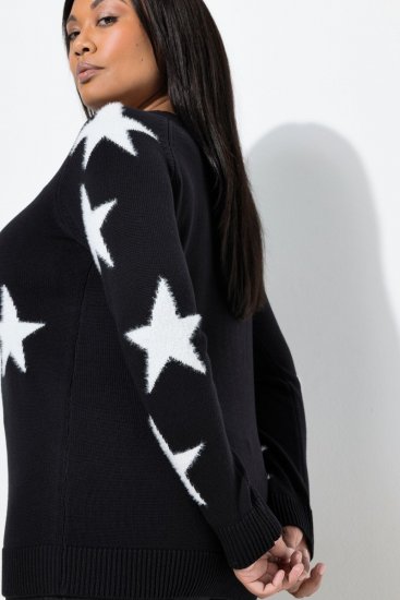 Ulla Popken Glitter Stars Soft Knit Sweater Black - Megztiniai ir džemperiai - Jaukūs džemperiai ir megztiniai