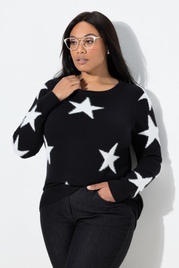 Ulla Popken Glitter Stars Soft Knit Sweater Black - Megztiniai ir džemperiai - Jaukūs džemperiai ir megztiniai