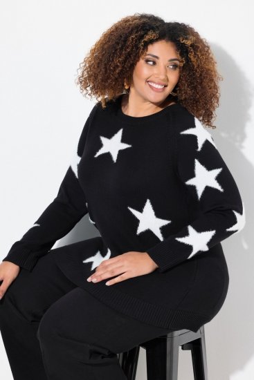 Ulla Popken Glitter Stars Soft Knit Sweater Black - Megztiniai ir džemperiai - Jaukūs džemperiai ir megztiniai