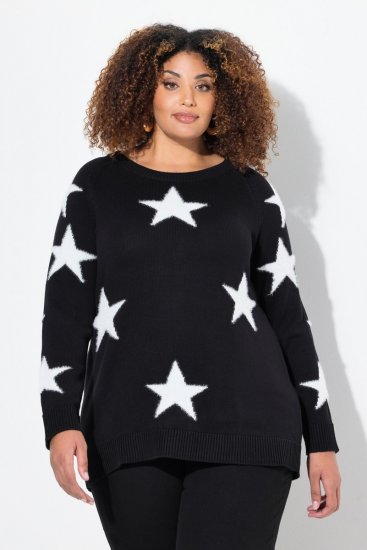 Ulla Popken Glitter Stars Soft Knit Sweater Black - Megztiniai ir džemperiai - Jaukūs džemperiai ir megztiniai