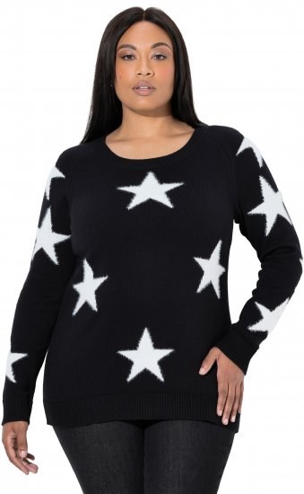 Ulla Popken Glitter Stars Soft Knit Sweater Black - Megztiniai ir džemperiai - 