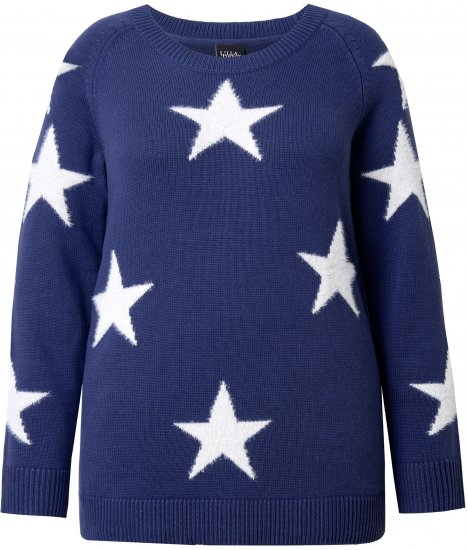 Ulla Popken Glitter Stars Soft Knit Sweater Blue - Megztiniai ir džemperiai - 