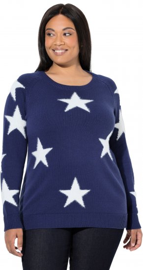 Ulla Popken Glitter Stars Soft Knit Sweater Blue - Megztiniai ir džemperiai - 
